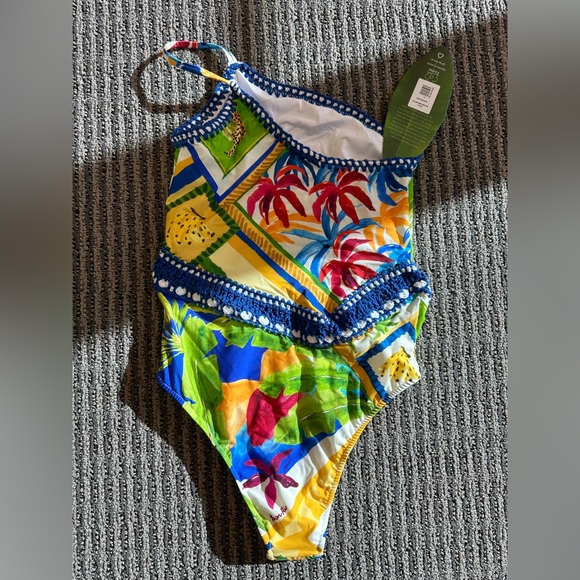 Farm Rio Bahia Mixed Scarves One-Piece Swimsuit - Picture 5 of 8
